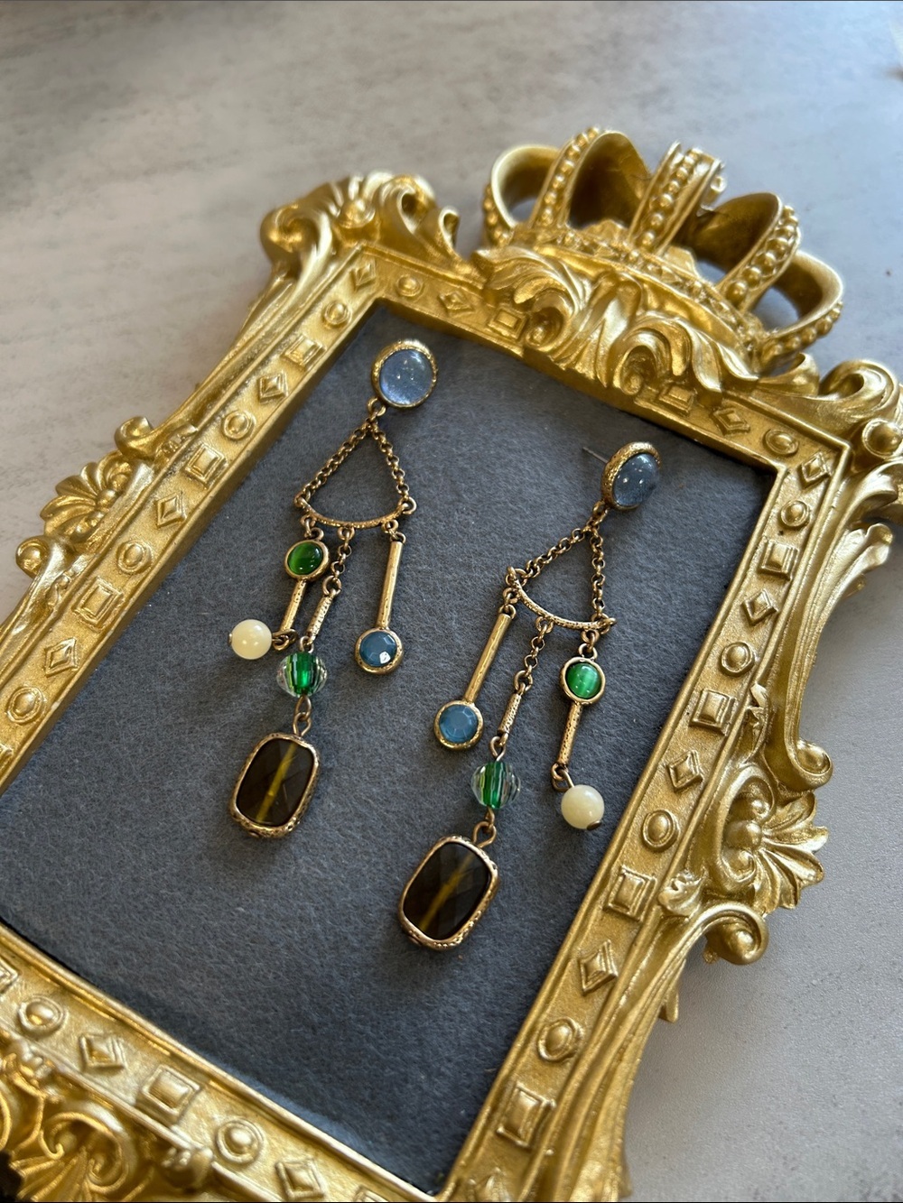 Gold-Tone Multi Gem Drop Earrings - Women Jewelry